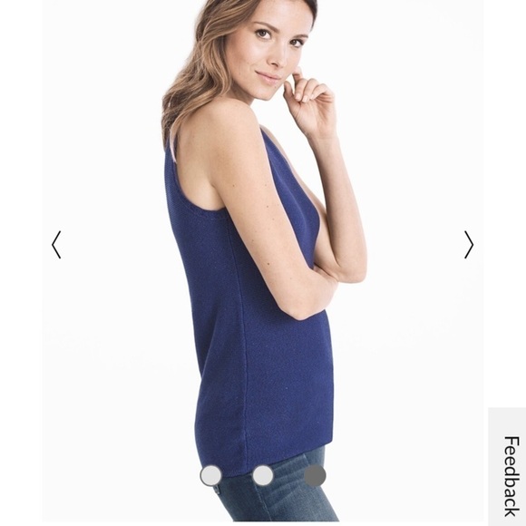 White House Black Market Sleeveless Sweater with Metallic Shine Blue Size L NEW - Picture 2 of 12